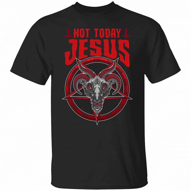 Satan Baphomet Not Today Jesus T-Shirt, Black, Unisex T-Shirt