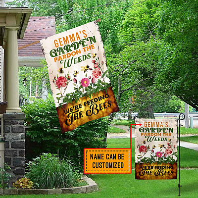 Alternative view of Personalized Family Name Pardon The Weeds We Are Feeding The Bees Outdoor Decorative Garden Flag - House Flag