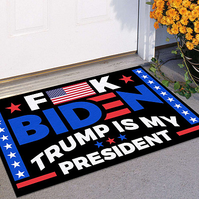 Alternative view of Fuck Biden Trump Is My President Indoor Doormat - Anti Joe Biden Outdoor Door Mat Funny