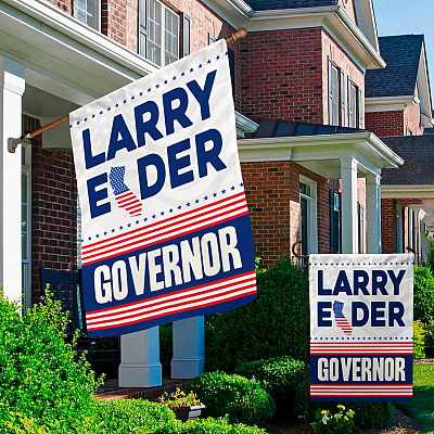 Alternative view of Larry Elder For Governor Garden Flag - Larry Elder For California Governor Conservative House Flag