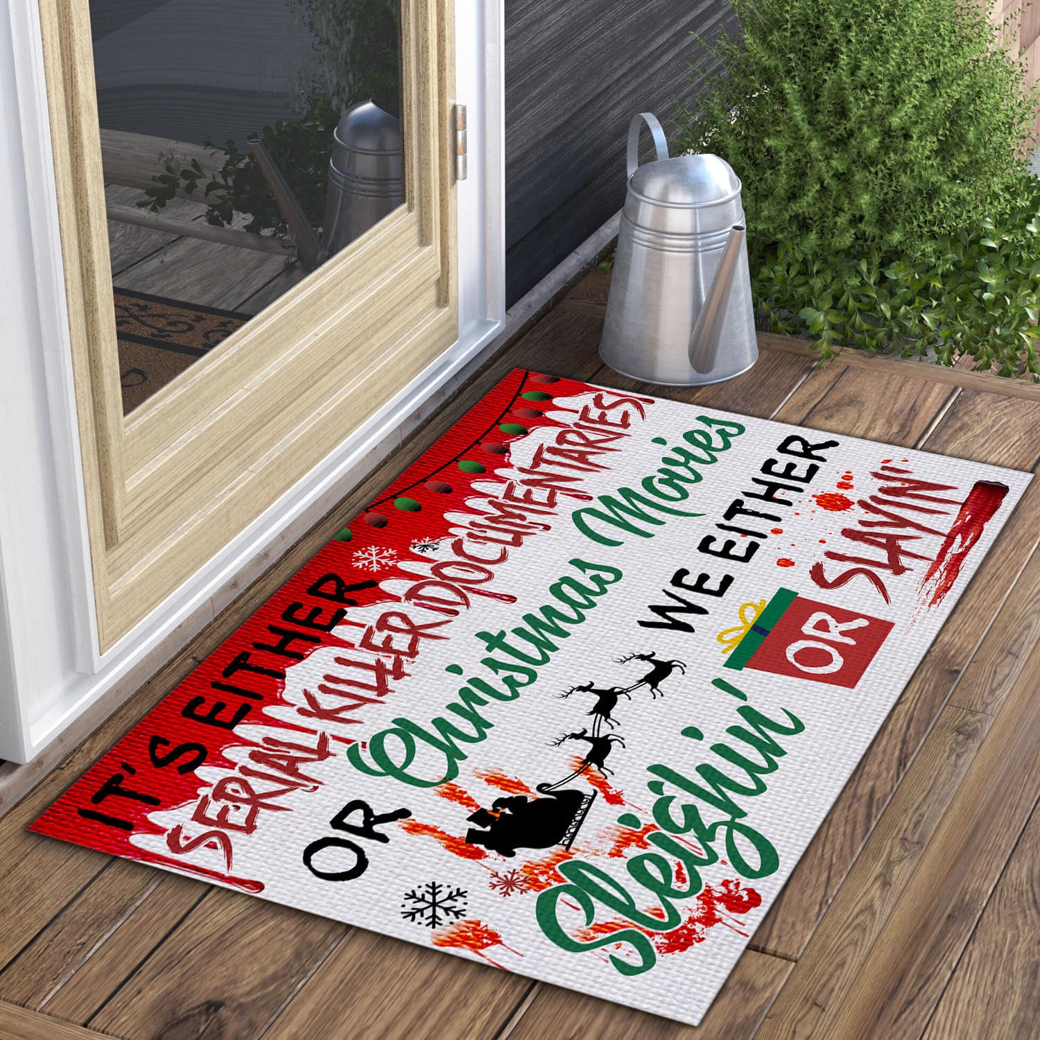 1LV. Sleighin or Slayin Doormat mockup 3fx