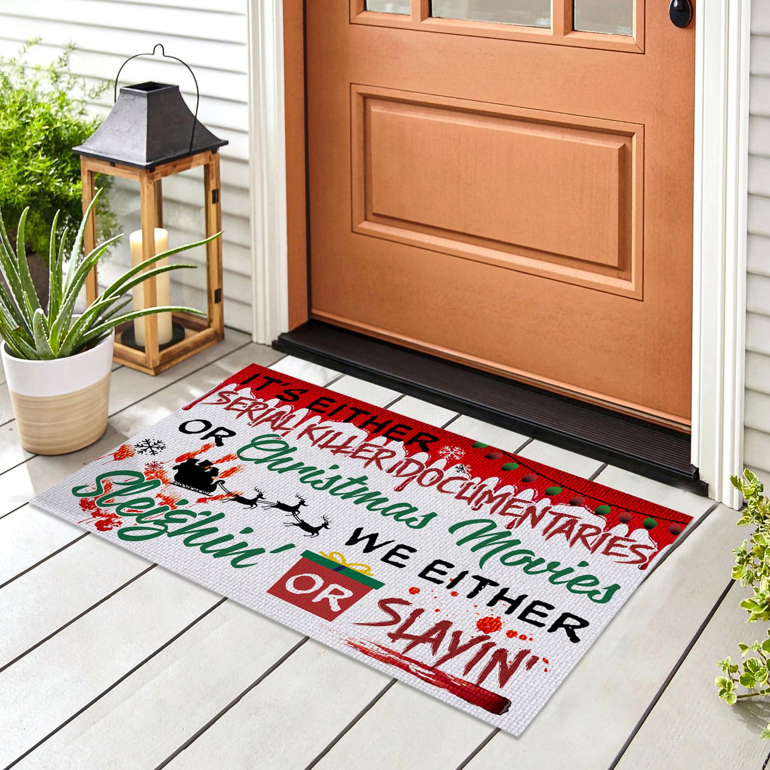 1LV. Sleighin or Slayin Doormat mockup 8