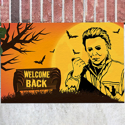 Michael-Myers Welcome Back Scary Halloween Doormat - Serial Killer Halloween Inddor Outdoor Doormat