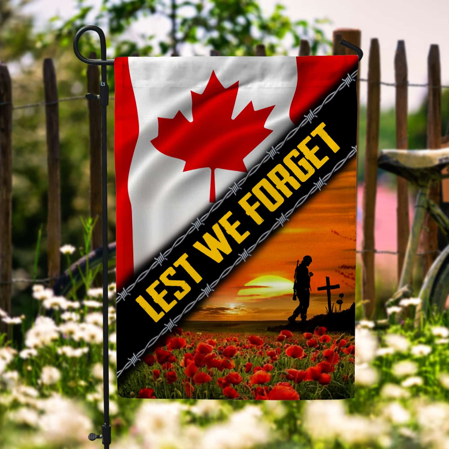 7LV. Lest We Forget Garden Flag Mockup 6