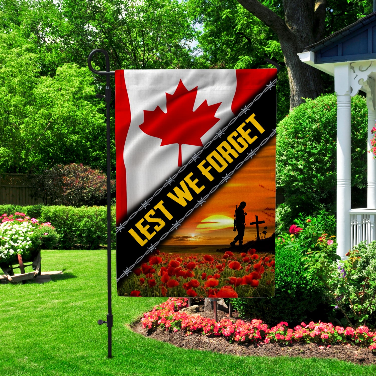 7LV. Lest We Forget Garden Flag Mockup 2