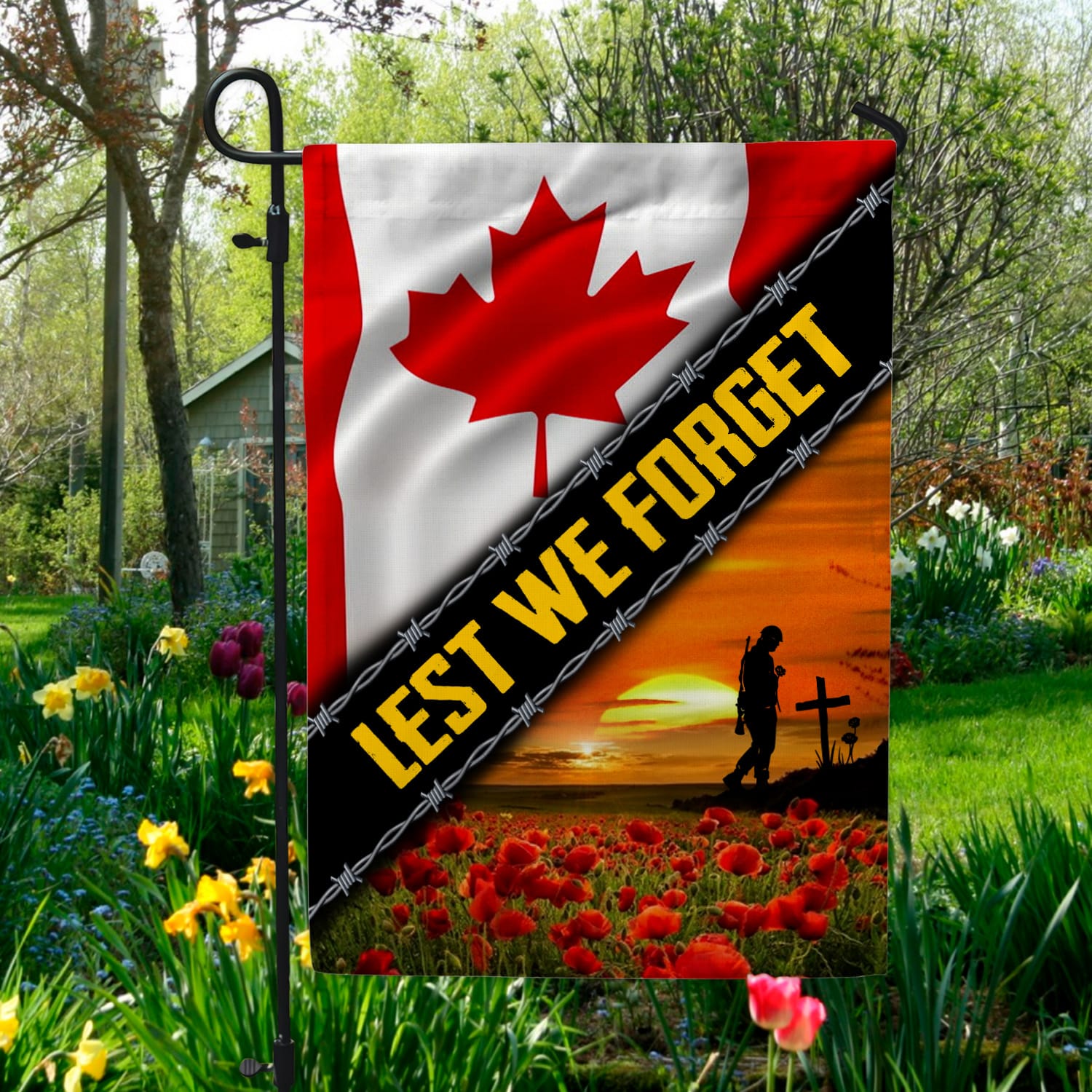 7LV. Lest We Forget Garden Flag Mockup 5