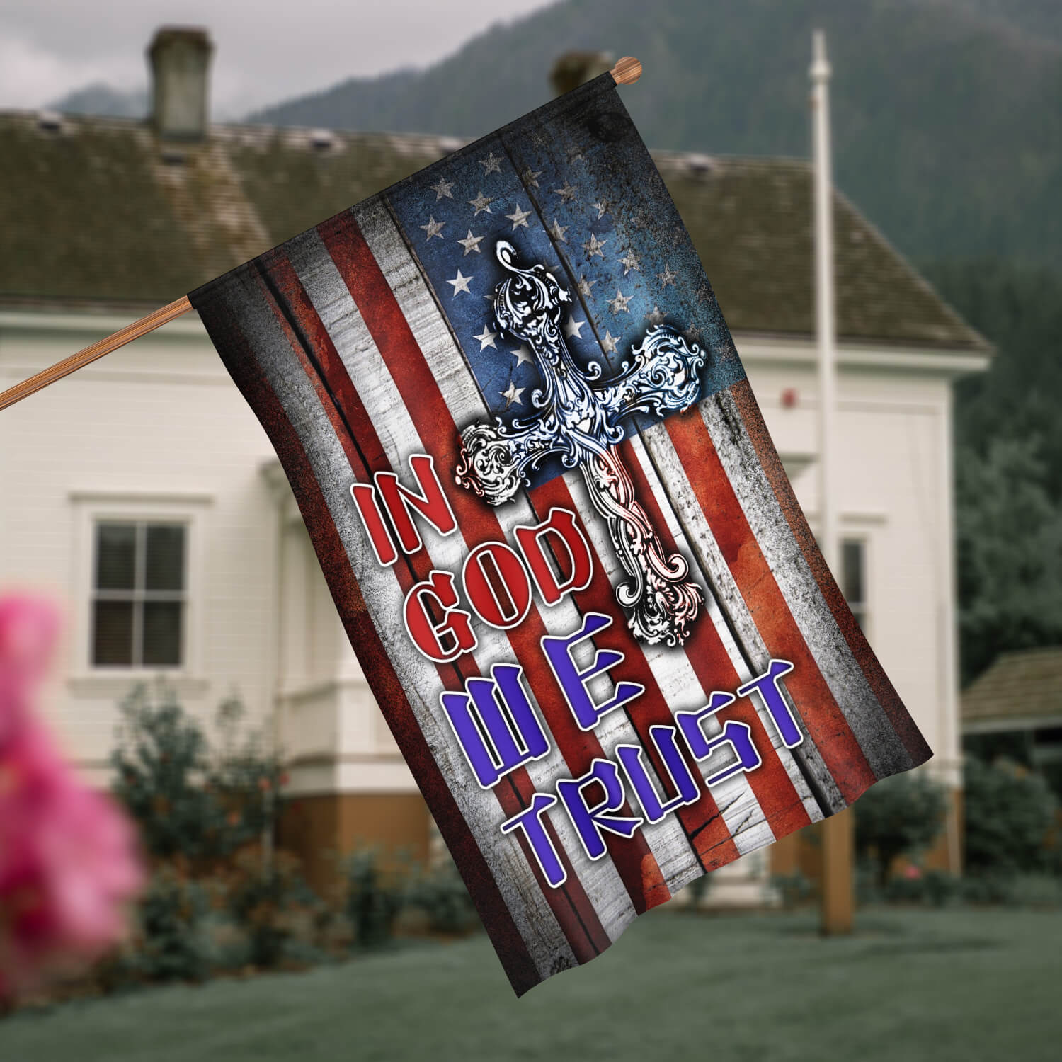 30x40 - Side 1 House Flag Mockup 4