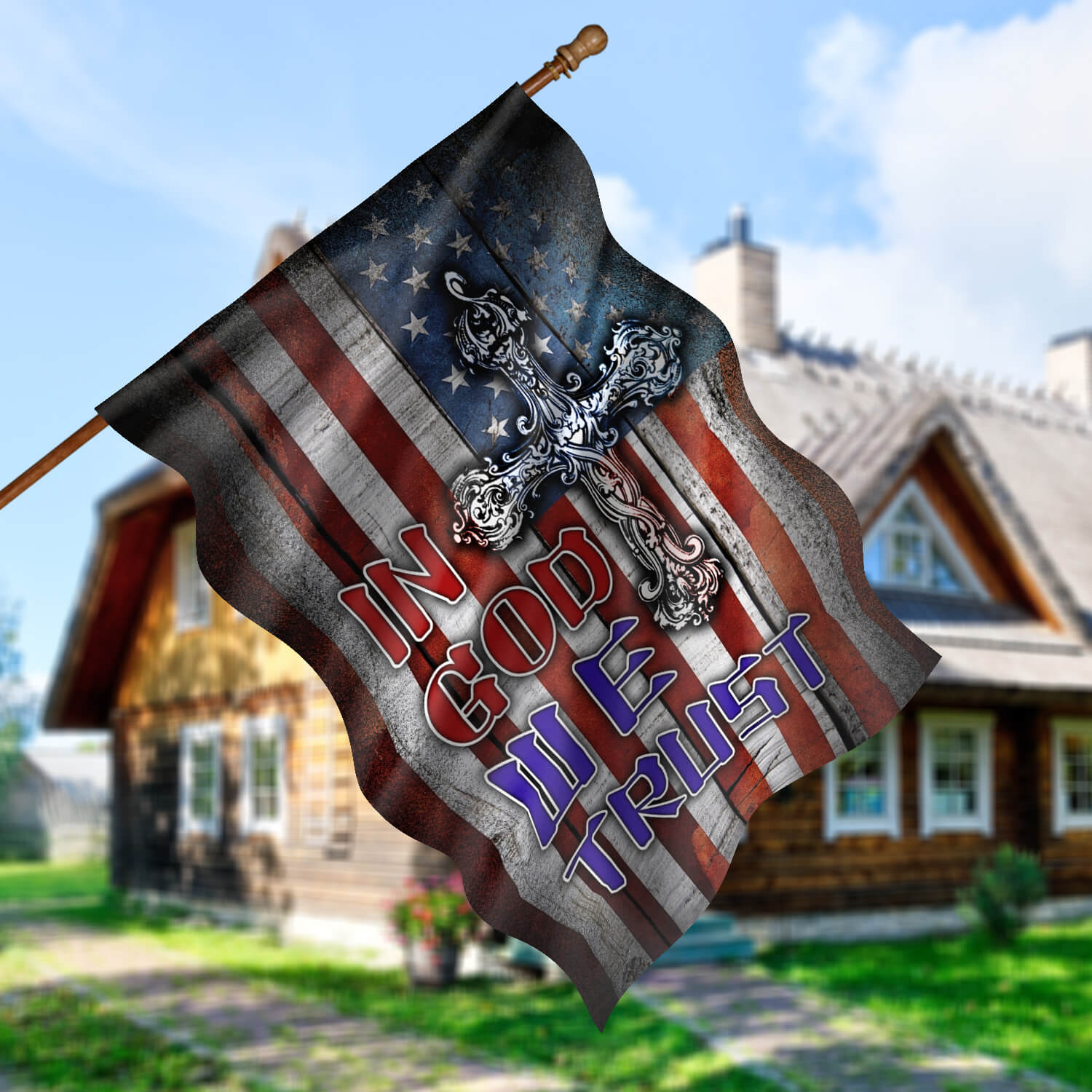 30x40 - Side 1 House Flag Mockup 5