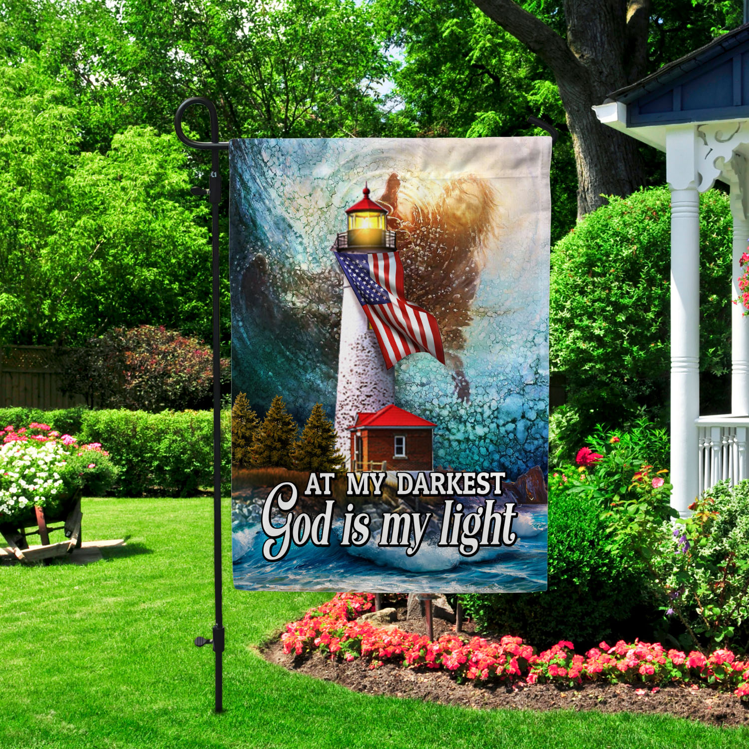 4VT. God Is My Light Garden Flag Mockup 2