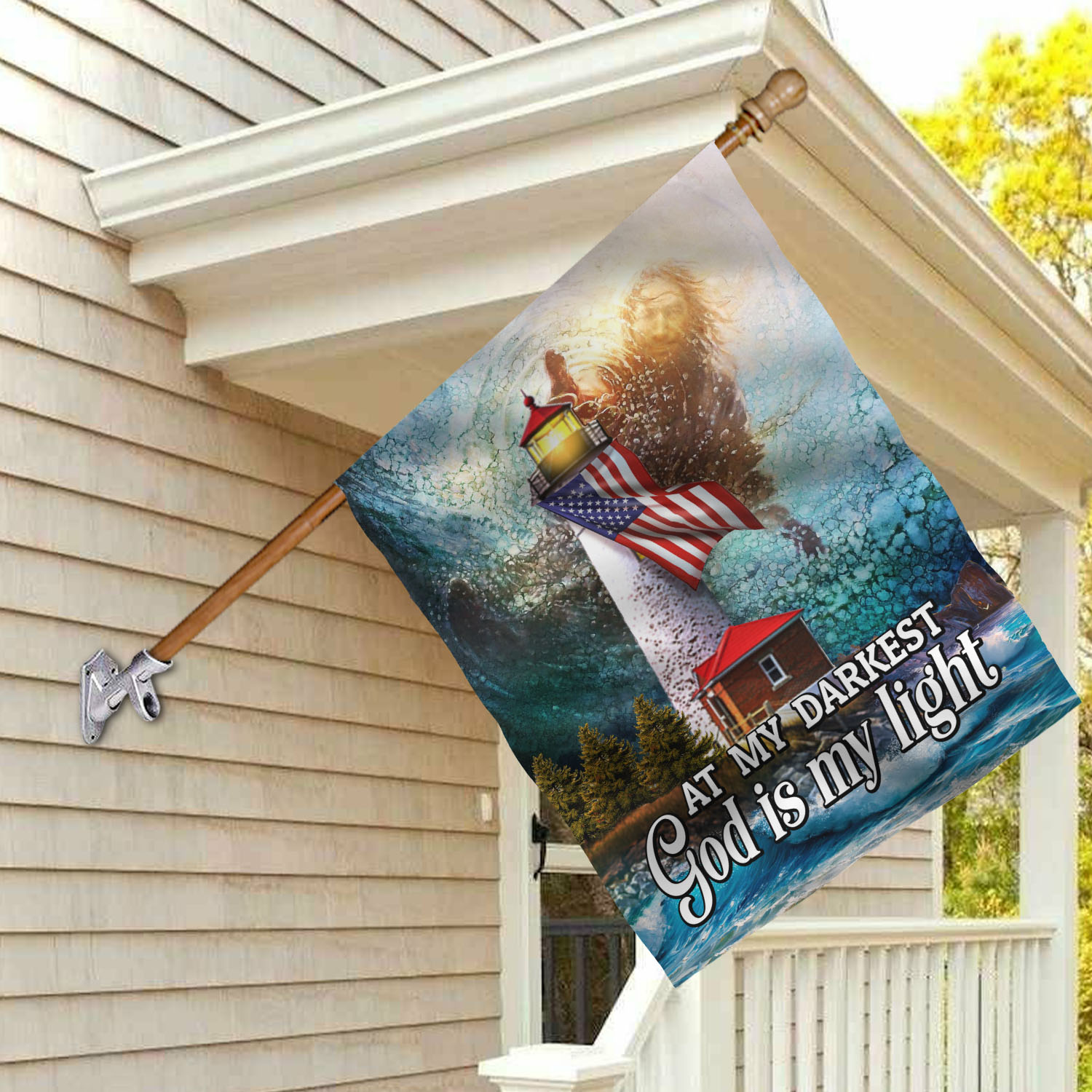 4VT. God Is My Light House Flag Mockup 2