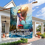 At My Darkest God Is My Light Lighthouse American Outdoor House Flag - Jesus Lover Home Garden Flag