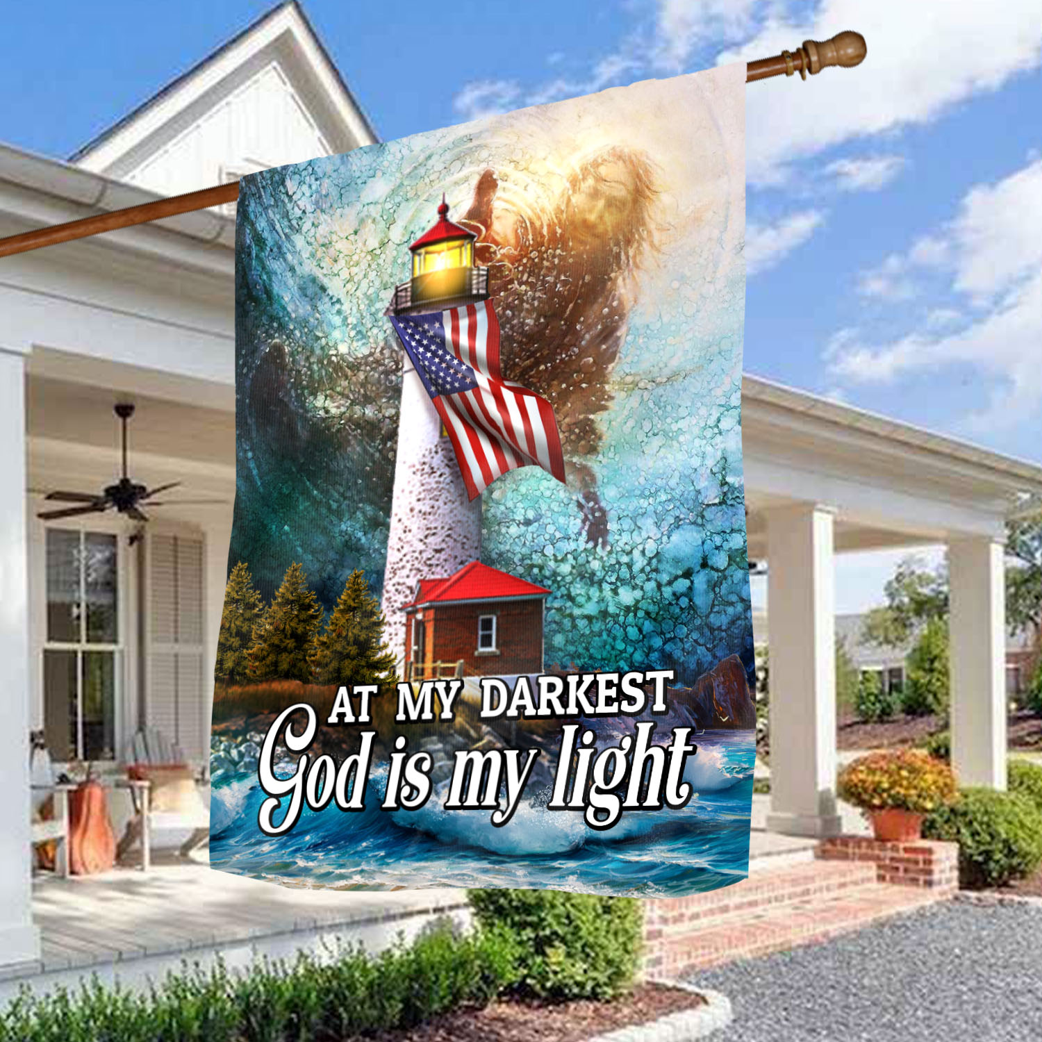 4VT. God Is My Light House Flag Mockup 3