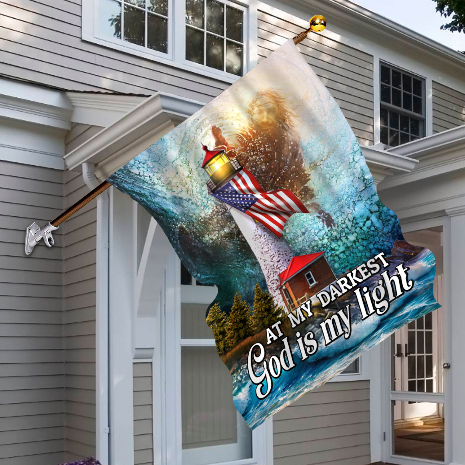 4VT. God Is My Light House Flag Mockup 6