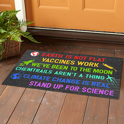 Alternative view of Earth Is Not Flat Vaccines Work Stand Up For Science Doormat - Indoor Outdoor Doormat