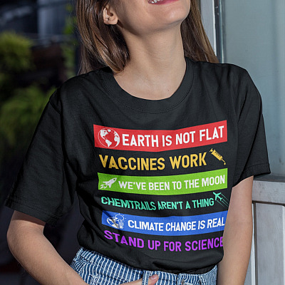 Alternative view of Earth Is Not Flat Vaccines Work Stand Up For Science T-Shirt - V-Neck Shirt - Gift For Scientist