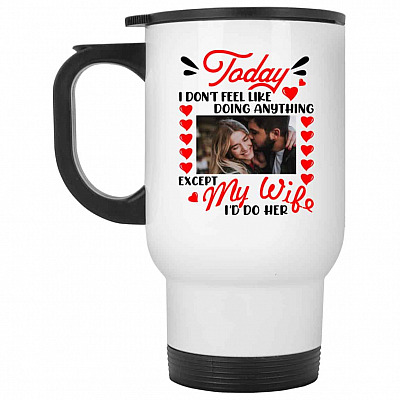 14 oz. White Travel Mug