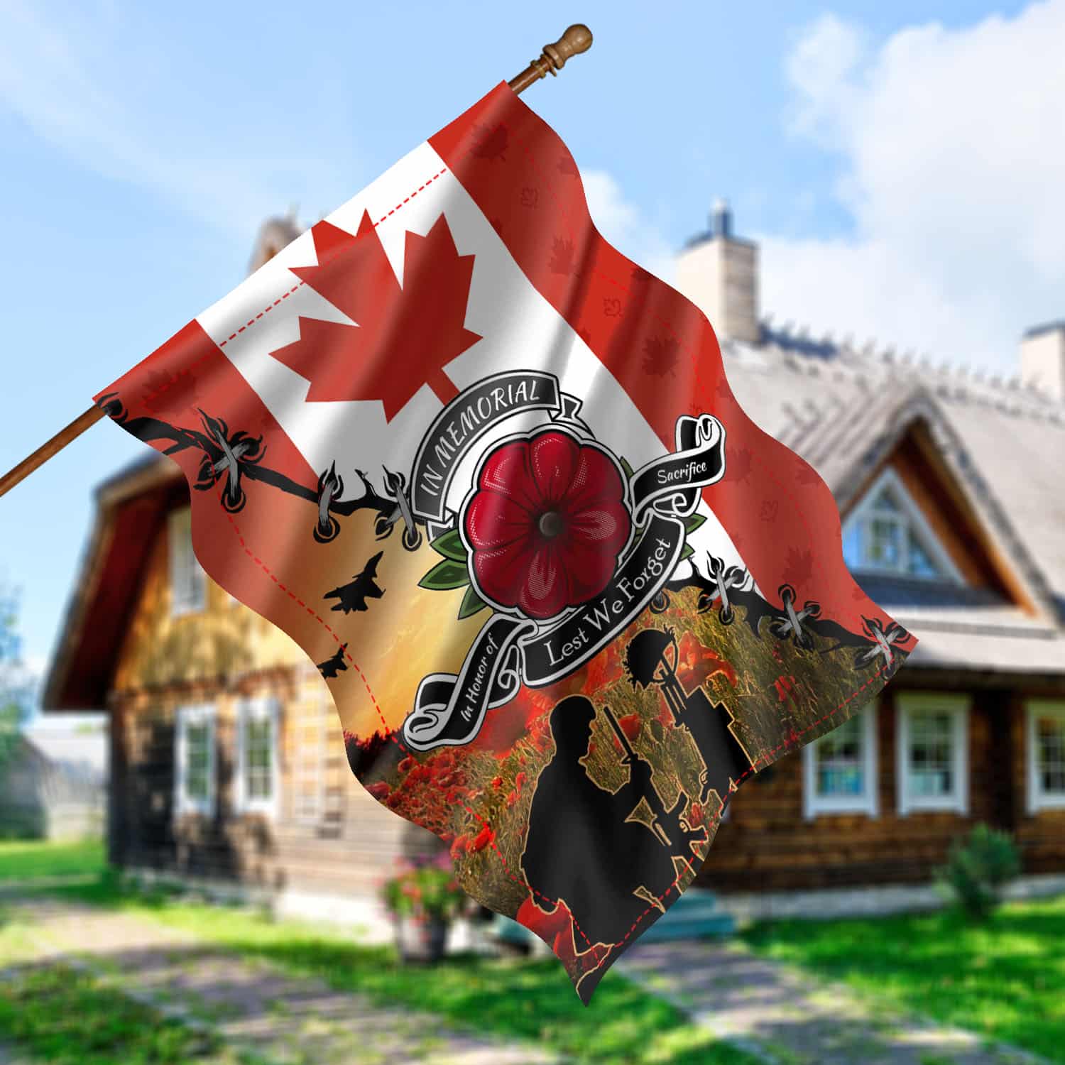 1O. In Memorial-30x40 House Flag Mockup 5