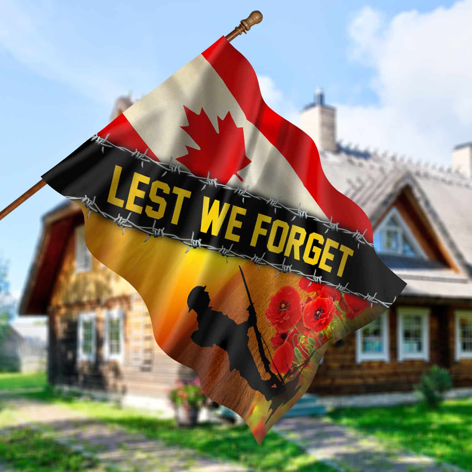 2O. Lest We Forget-2O. Lest We Forget-30x40 House Flag Mockup 5