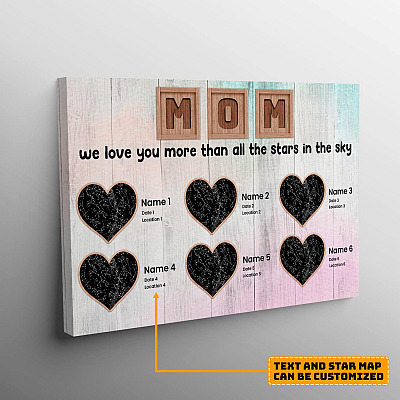 Alternative view of Mom We Love You More Than All The Stars In The Sky Personalized Children Names Canvas - Custom Family Name Star Map Constellation Canvas Wall Art