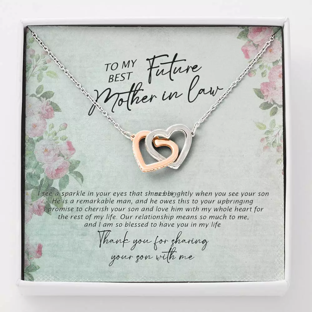 To My Best Future Mother In Law Thank You For Sharing Your Son With Me Joined Interlocking Hearts Necklace - Interlocking Hearts Necklace To My Best Future Mother In Law Thank You For Sharing Your Son With Me Joined Interlocking Hearts Necklace - Interlocking Hearts Necklace