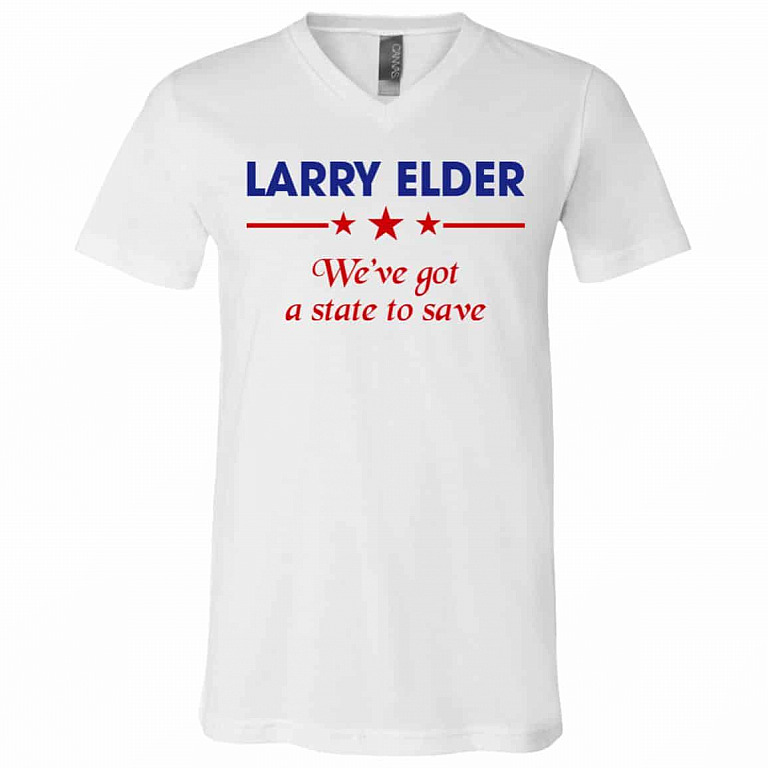 Larry Elder California Tshirt, White, V-Neck T-Shirt