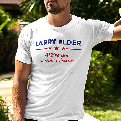 Alternative view of Larry Elder California We've Got A State To Save T-shirt - V-neck - Larry Elder For Governor Shirt