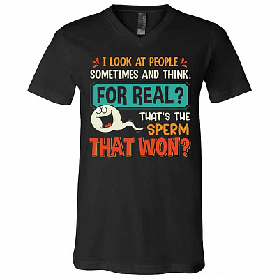 I Look At People Sometimesk Shirt, Black, V-Neck T-Shirt