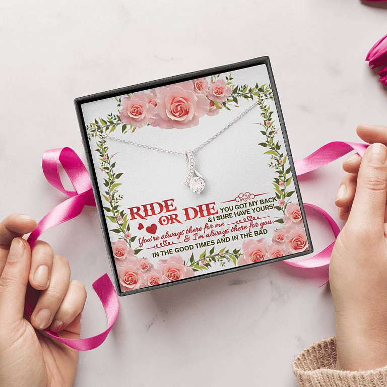 Ride Or Die You Got My Back Best Friends Alluring Beauty Necklace BFF Bestie Close Friend Friendship Jewelry