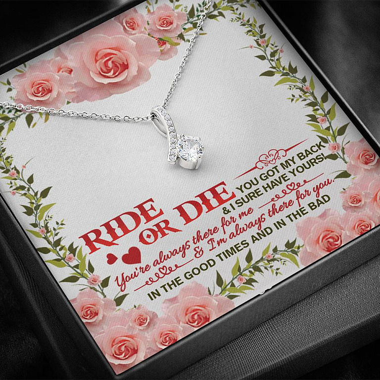 Ride Or Die You Got My Back Best Friends Alluring Beauty Necklace BFF Bestie Close Friend Friendship Jewelry