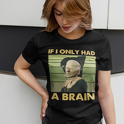 Alternative view of If I Only Had A Brain Funny Biden T-Shirt - V-Neck Shirt
