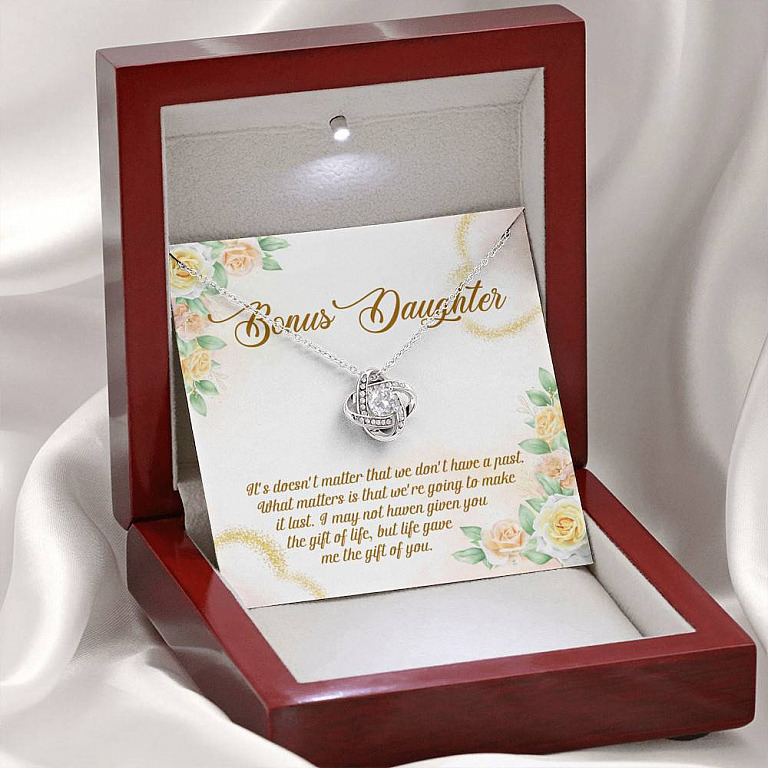Bonus Daughter Life Give Me The Gift Of You Love Knot Necklace - Stepdaughter Step Daughter Jewelry Gifts