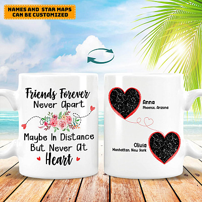 Alternative view of Long Distance Friends Forever Never Apart Personalized Star Map Ceramic Coffee Mug - Long Distance Gifts