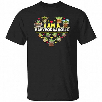Baby Yoda Aholic tee, Black, Unisex T-Shirt
