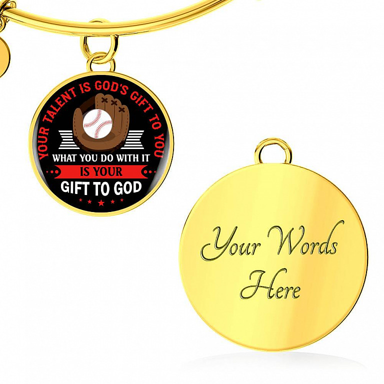Baseball Your Talent Is God's Gift to You What You Do with It Is Your Gift to God Circle Pendant Necklace