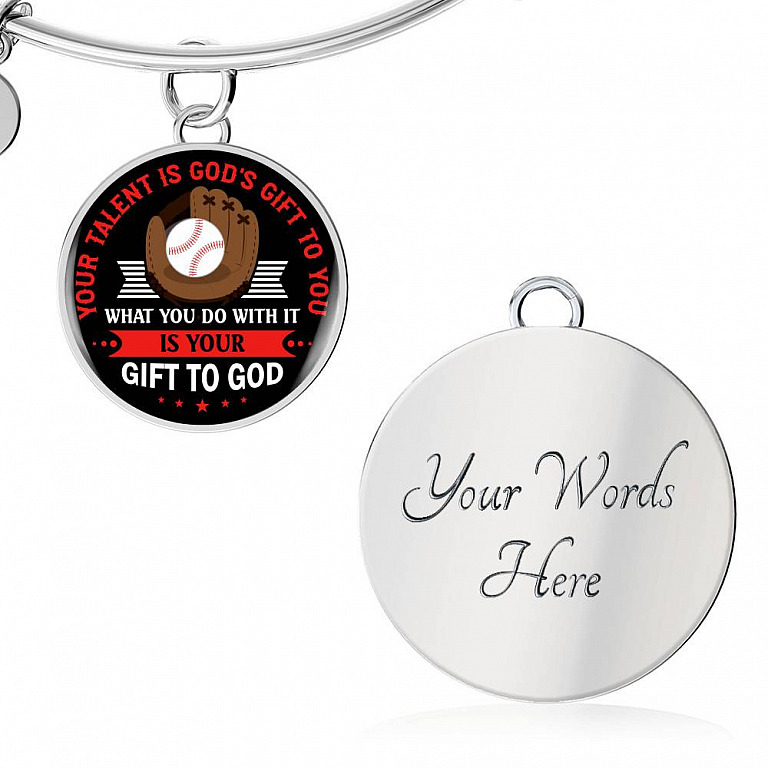 Baseball Your Talent Is God's Gift to You What You Do with It Is Your Gift to God Circle Pendant Necklace