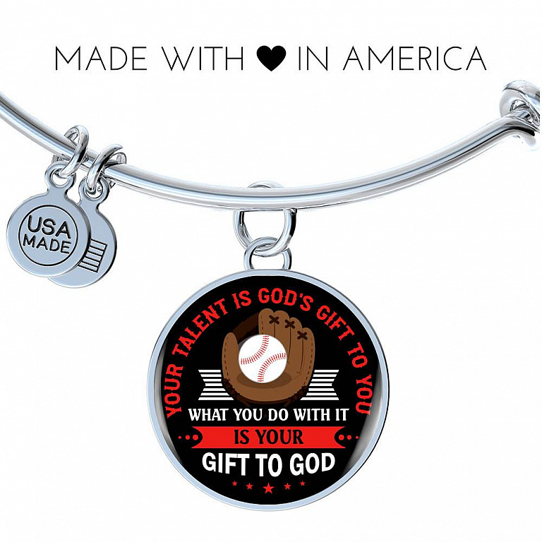 Baseball Your Talent Is God's Gift to You What You Do with It Is Your Gift to God Circle Pendant Necklace