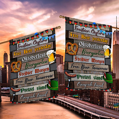 Alternative view of Welcome to Oktoberfest Garden Flag - House Flag - Wall Flag - German Octoberfest Flags