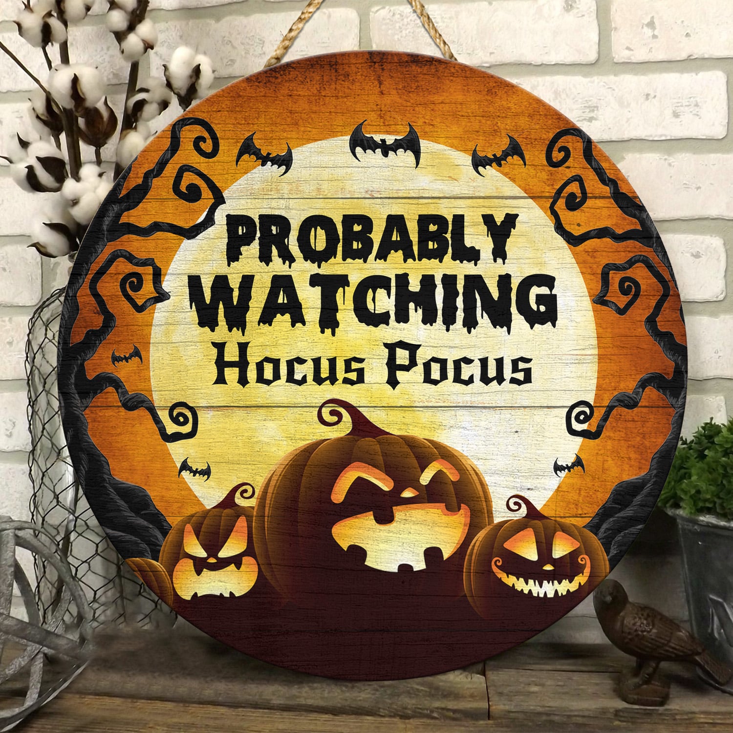 1. Probably Watching(Sample Design) Door Sign Mockup 6