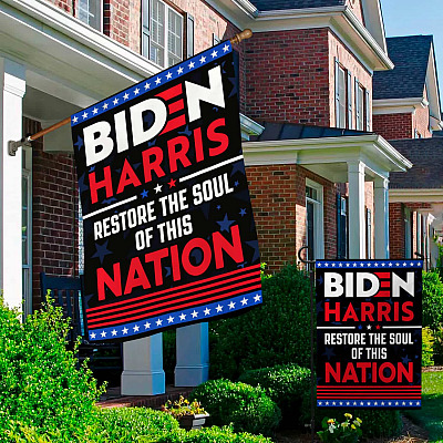 Alternative view of Biden Harris Restore The Soul of This Nation Garden Flag - Biden Save America Flag - Wall Flag