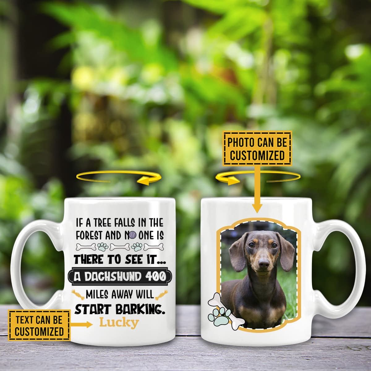 3VT. Dachshund If A Tree Falls mug mk1