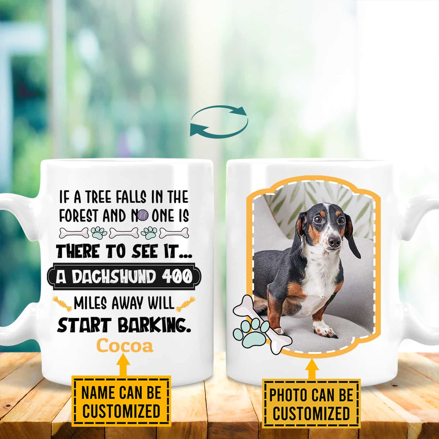3VT. Dachshund If A Tree Falls mug mk3