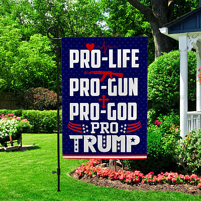 Alternative view of Pro-Life Pro-Gun Pro-God Pro-Trump House Flag - Support Trump Flag