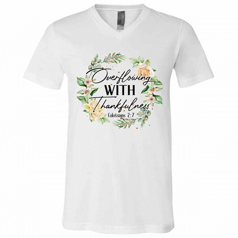 Oveflowing with tee, White, V-Neck T-Shirt