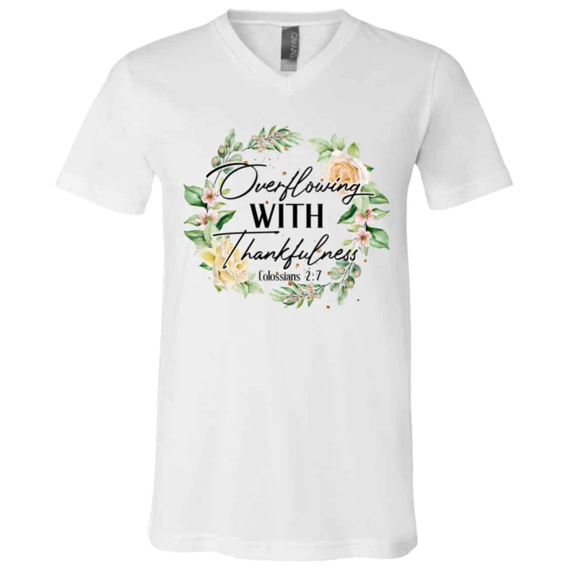 Oveflowing with tee, White, V-Neck T-Shirt