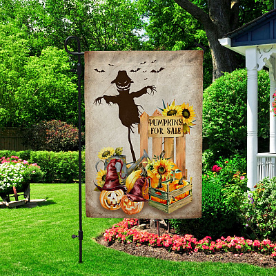 Alternative view of Pumpkins For Sale Outdoor House Flag - Fall Home Garden Flag - Thanksgiving Home Decor