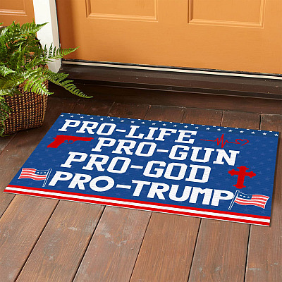 Alternative view of Pro-Life Pro-Gun Pro-God Pro-Trump House Doormat - Outdoor Indoor Doormat