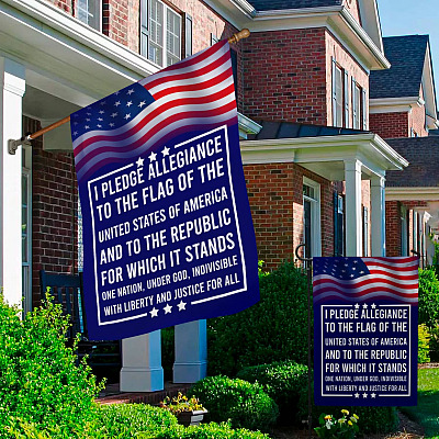 Alternative view of I Pledge Allegiance To The Flag One Nation Under God With Liberty And Justice For All Garden Flag - House Flag