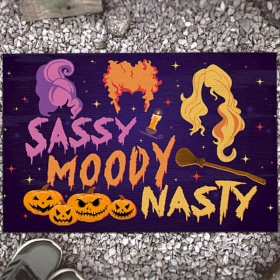 Sassy Moody Nasty Sanderson Sisters Doormat - Outdoor Indoor Doormat - Halloween Witches Doormat