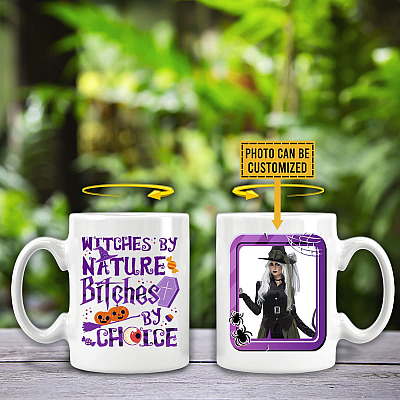 Alternative view of Witches By Nature Bitches By Choice Personalized Photo Ceramic Coffee Mug - Halloween Witches Mug