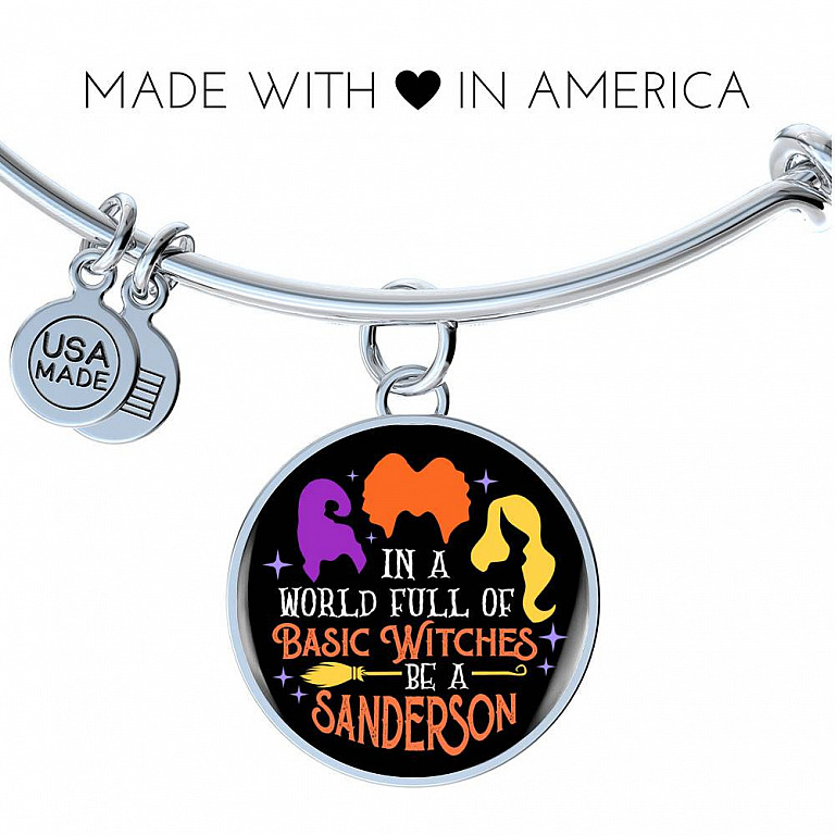 In A World Full Of Basic Witches Be A Sanderson Luxury Circle Pendant Necklace - Sanderson Sisters Gifts